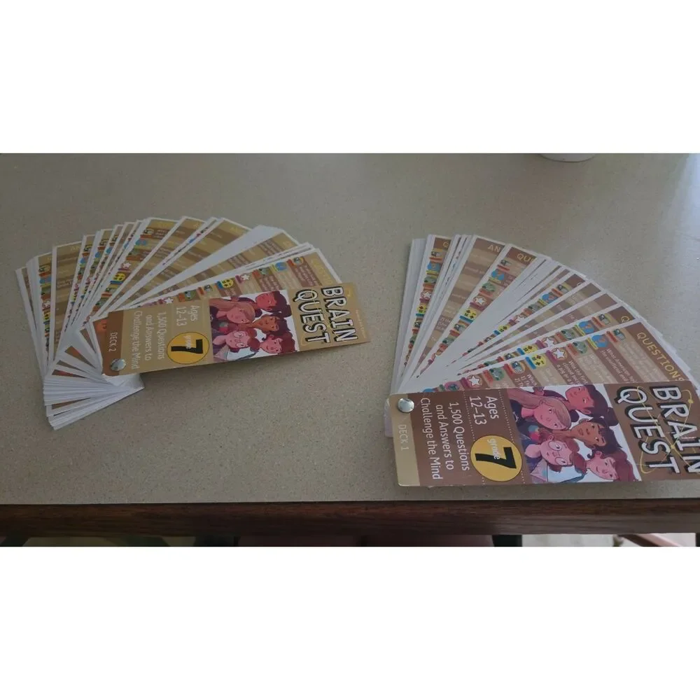 Brain Quest 7th grade Q&A Cards homeschool Car game  ages 12 & 13 Deck 1 & 2